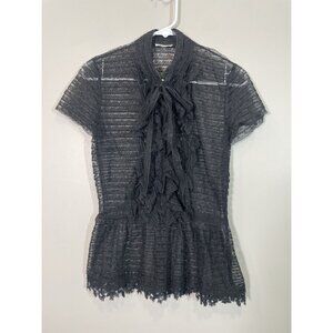 Oscar de la Renta Black Lace Top Size S Vintage Romantic Gothic Victorian